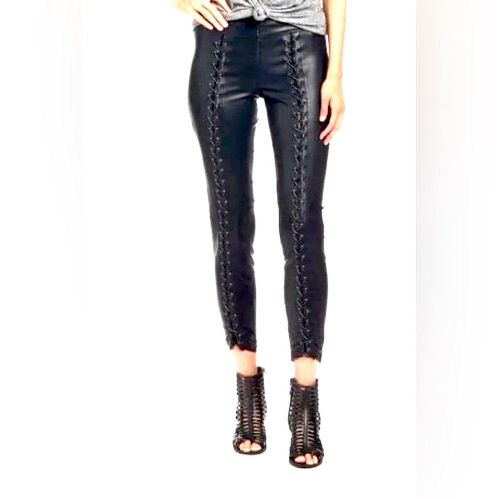 Blank NYC  Lace-Up spray on leather leggings pants size 25